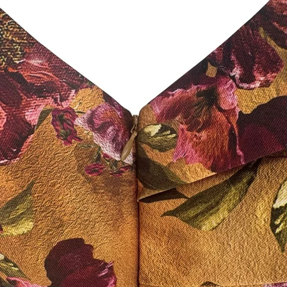 NWOT THEIA Nina Twist Drape A Line Gown in Gilded Poppies - Picture 13 of 14